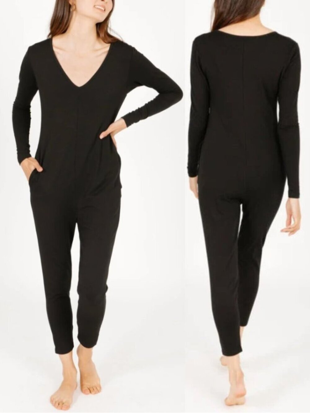 Smash + Tess Black Bamboo Cotton Stretch Jersey Friday Romper